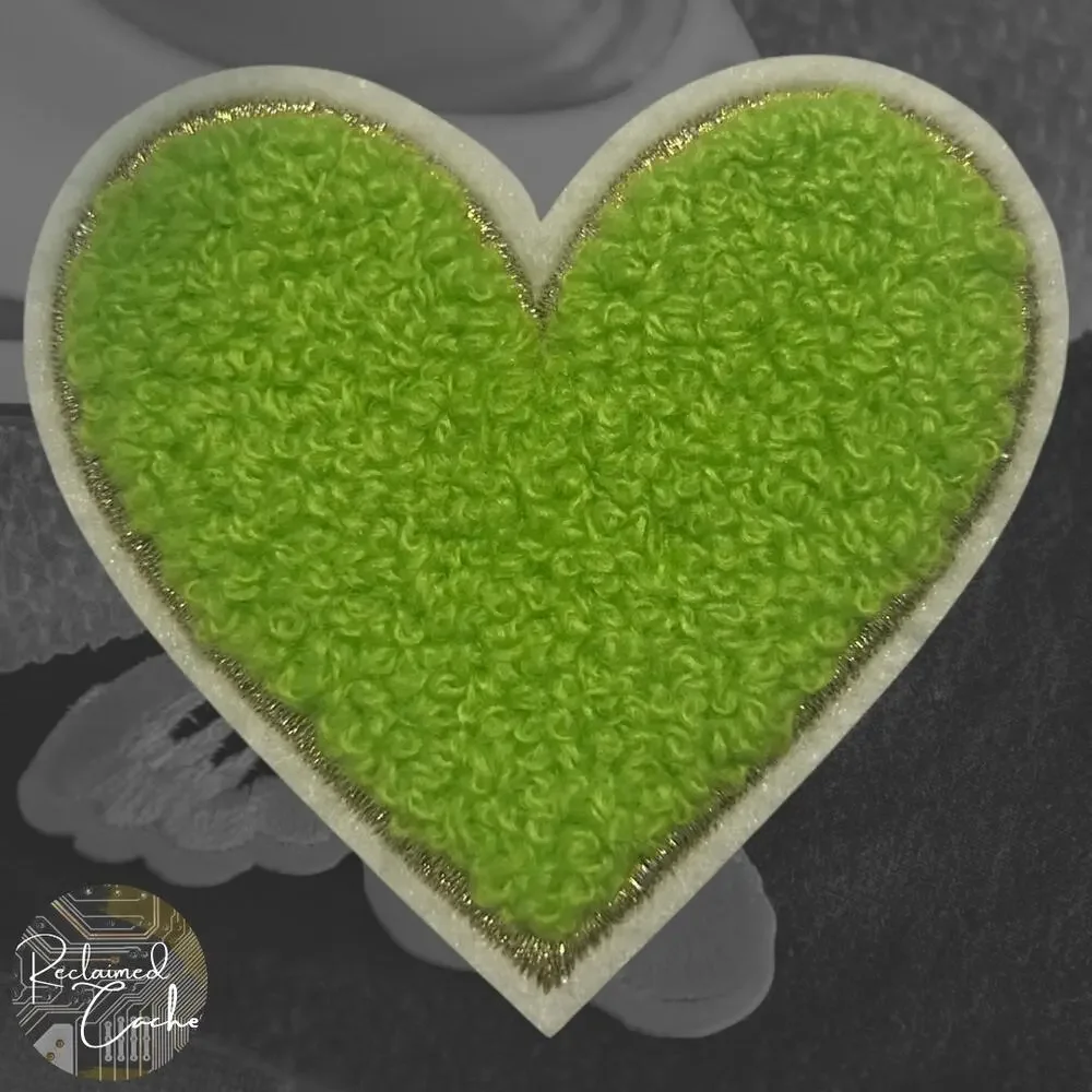 Heart in Lime Green Iron On Patch